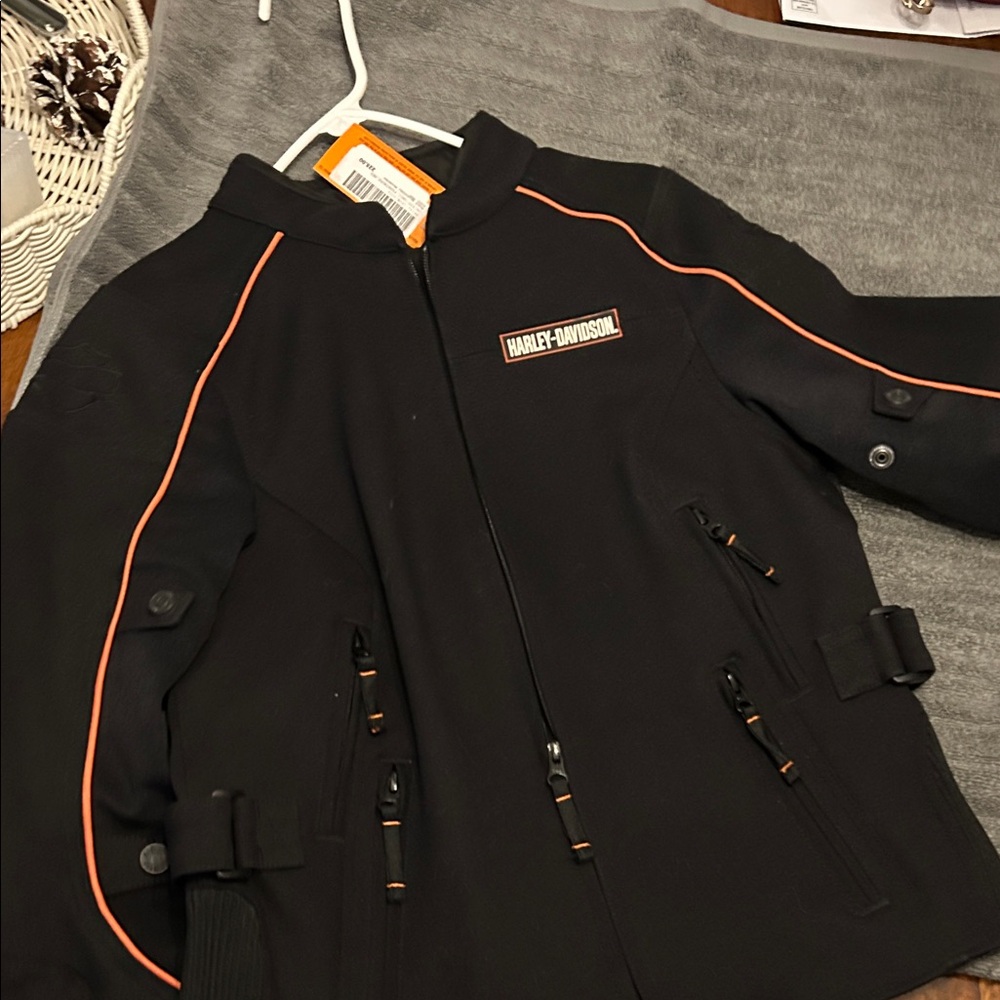 Harley-Davidson Black Jacket with Orange Stripes